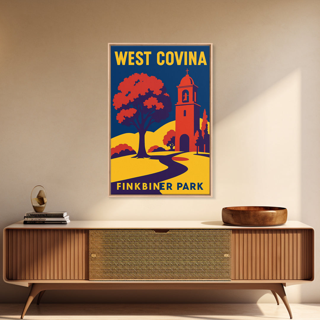 West Covina Travel Poster, Framed Canvas Print, High Contrast City Poster, West Covina Wall Art, Retro Travel Print, Travel Poster Set