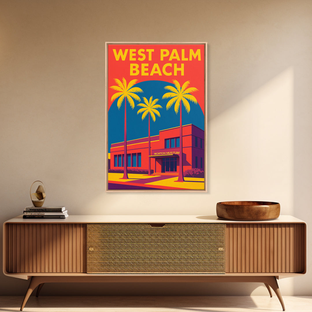 West Palm Beach Florida Travel Poster, Canvas Print, Vibrant Retro Travel Art, West Palm Beach Travel Art, Vintage City Art