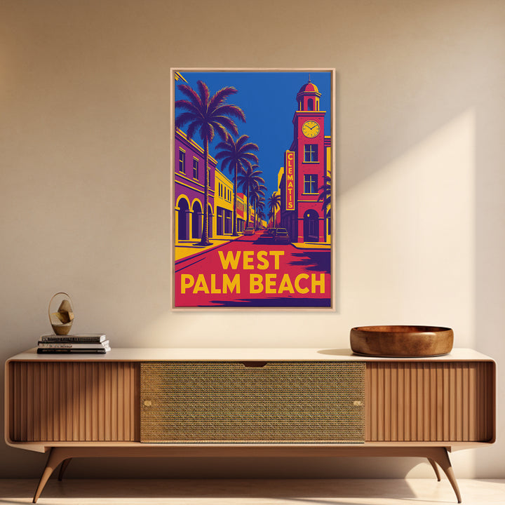 West Palm Beach Travel Poster, Framed Canvas Print, Colorful Graphic Wall Art, West Palm Beach Wall Art, Gift For Travelers, Travel Print