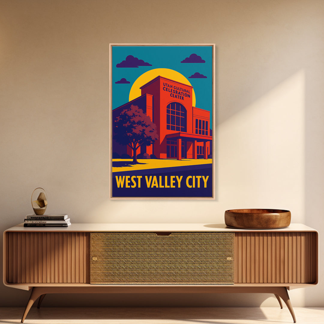 West Valley City Utah Travel Poster, Canvas Print, Colorful Graphic Wall Art, West Valley City Art Print, Travel Wall Art, Travel Art