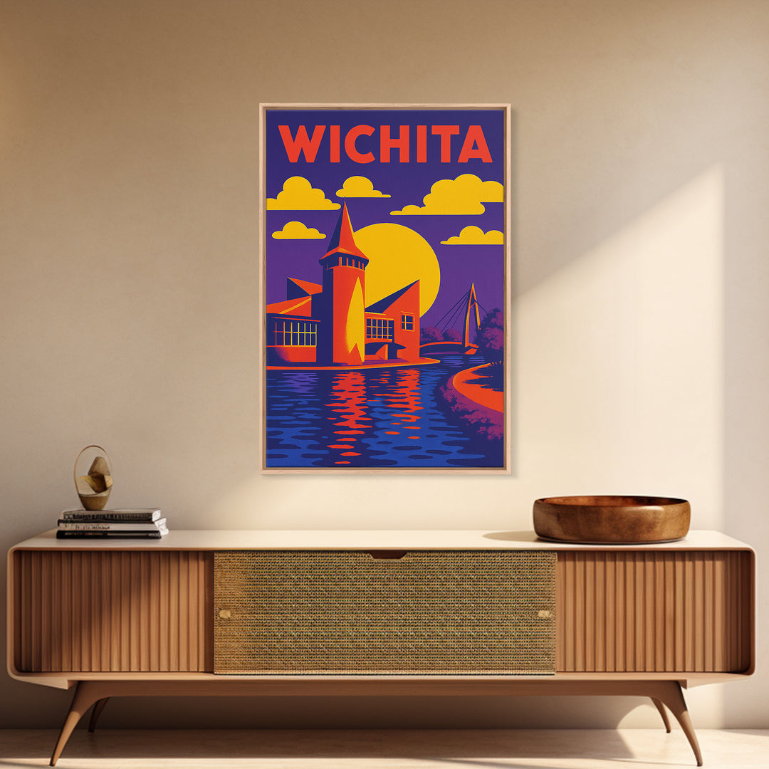 Wichita Travel Poster, Canvas Print, High Contrast City Poster, Wichita City Art, Vintage Travel Art, Travel Wall Art, Fine Art Print