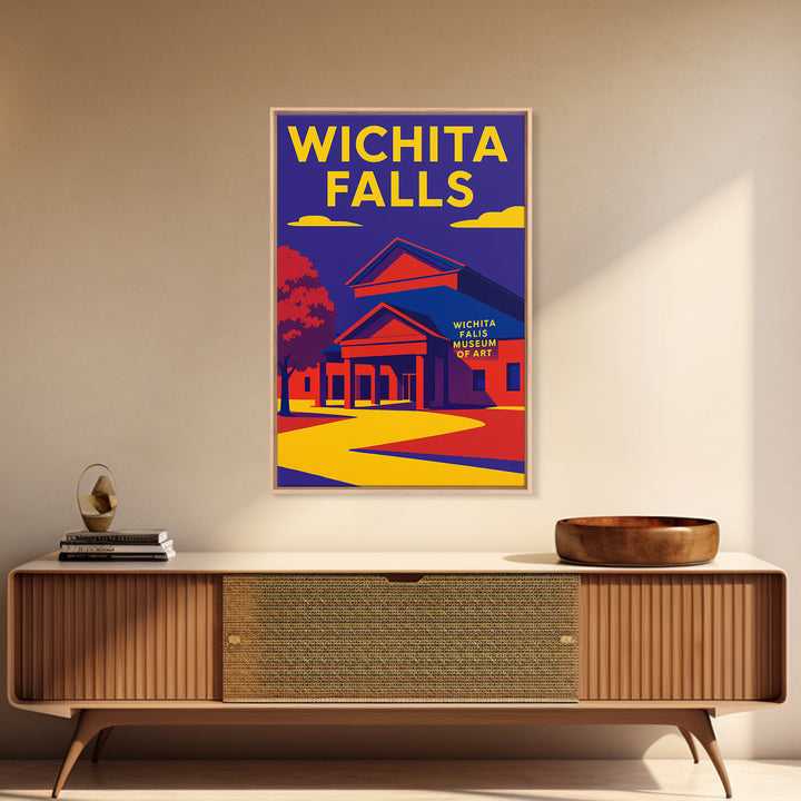 Wichita Falls Texas Travel Poster, Canvas Print, Vibrant Retro Travel Art, Wichita Falls Art Print, Vintage Travel Art, City Art Print