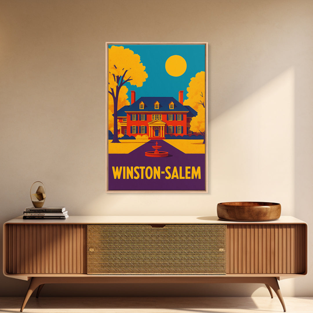 Winston Salem Travel Poster, Canvas Print, Colorful Graphic Wall Art, Winston Salem Travel Art, Travel Poster Set, Modern Wall Decor