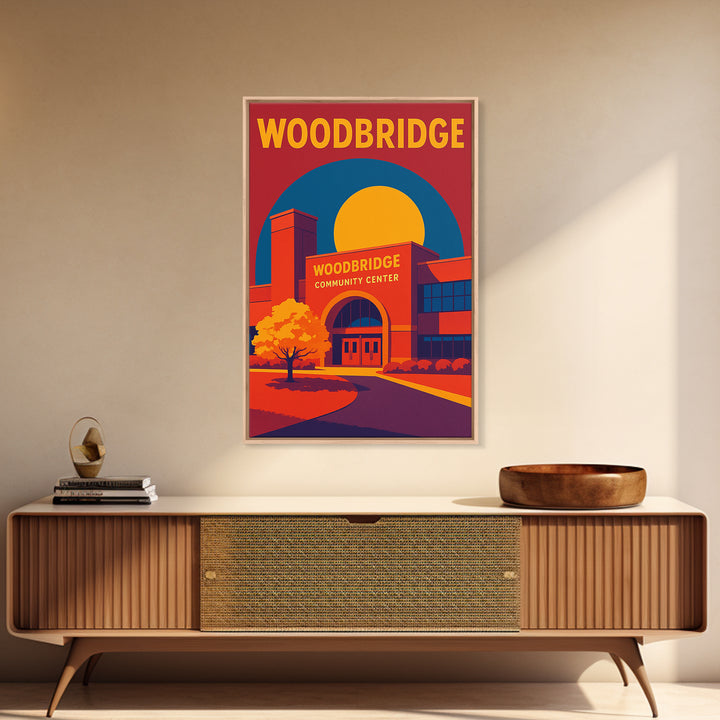 Woodbridge Virginia Travel Poster, Canvas Print, High Contrast City Poster, Woodbridge Art Print, City Illustration, Mid Century Wall Art