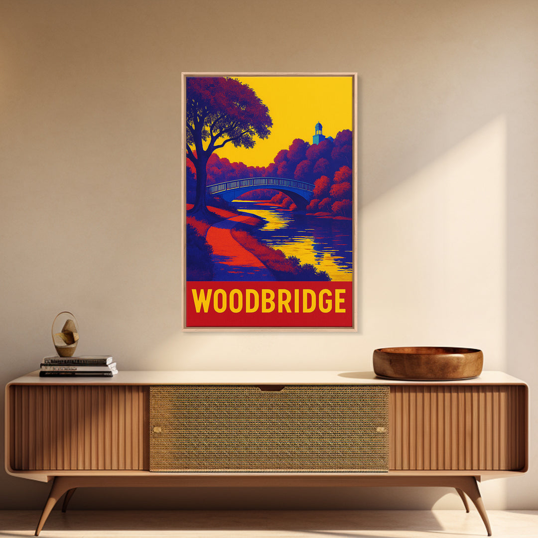 Woodbridge Travel Poster, Canvas Print, Bold Pop Art Poster, Woodbridge Poster Print, Vintage City Poster, Vintage City Art, Poster Art