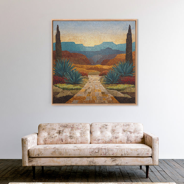 Desert Patio Agave and Bougainvillea Canvas Print, Patio Art, Yard Decor, Patio Decor, Fine Art, Outdoor, Luxury Decor, PAT-1x1-17