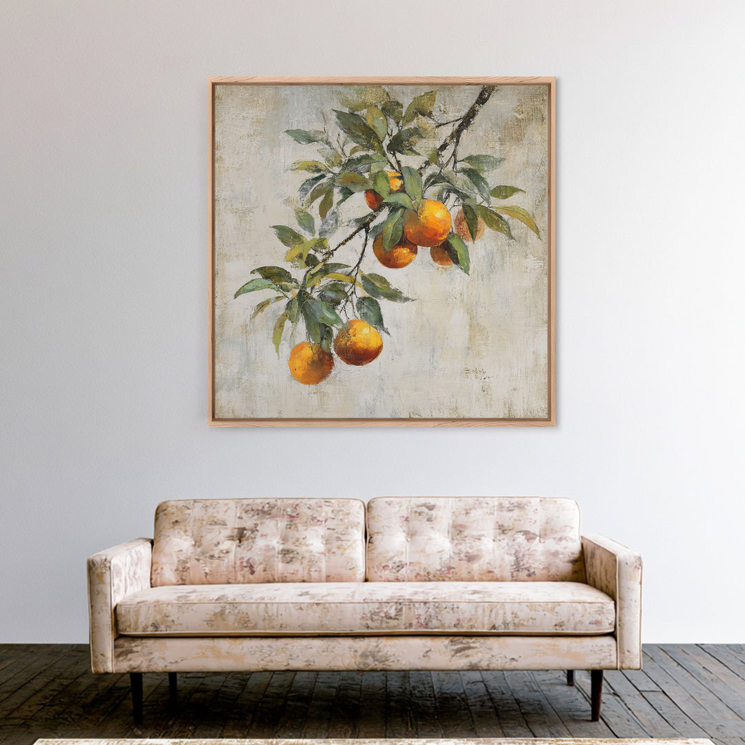 Orange Tree Branch Canvas Print, Patio Art, Coastal Wall Decor, Patio Decor, Fine Art, Outdoor, Gallery Decor, Neutral Decor, PAT-1x1-22