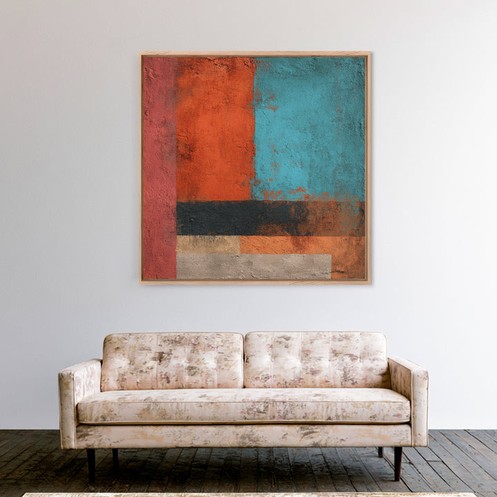 Bright Coral and Turquoise Abstract for Outdoors Canvas Print, Patio Art, Outdoor Wall Art, Patio Decor, Abstract Art, Outdoor, PAT-1x1-36