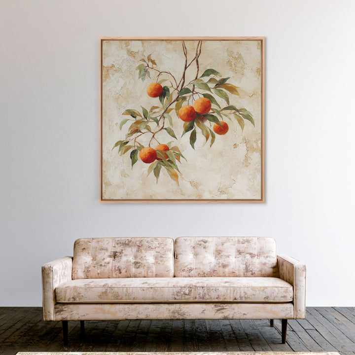 Orange Tree Branch Framed Canvas Print, Patio Art, Lake House Decor, Patio Decor, Oil Painting, Outdoor, Boho Decor, PAT-1x1-46