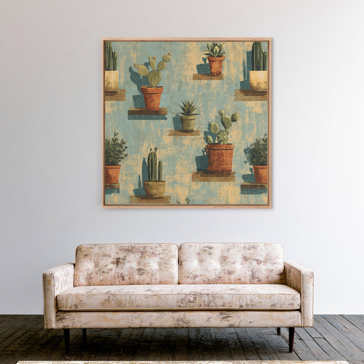 Cactus and Agave Framed Canvas Print, Patio Art, Patio Decor, Fine Art, Outdoor, Gallery Decor, Neutral Decor, Modern Decor, PAT-1x1-52