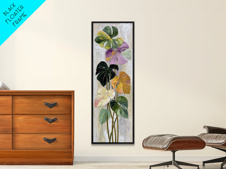 Bold Botanical Monstera Leaf Composition Canvas Print, Patio Art, Family Wall Art, Patio Decor, Oil Painting, Outdoor, PAT-1x3-18