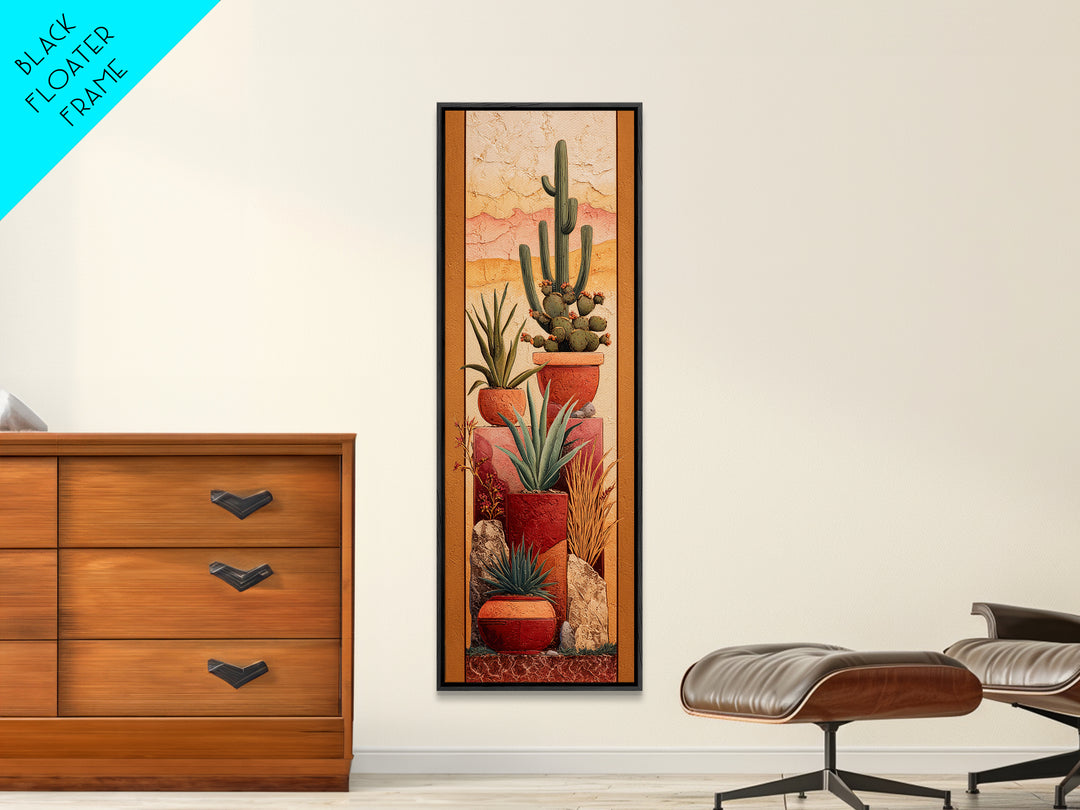 Cactus and Agave Framed Canvas Print, Patio Art, Western Decor, Patio Decor, Fine Art, Outdoor, Floral Art, Lake House Decor, PAT-1x3-64