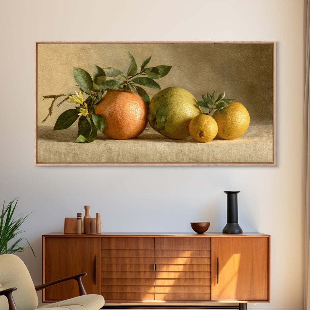Outdoor Citrus Still Life Framed Canvas Print, Patio Art, Home Decor, Patio Decor, Fine Art, Outdoor, Floral Wall Art, PAT-2x1-1