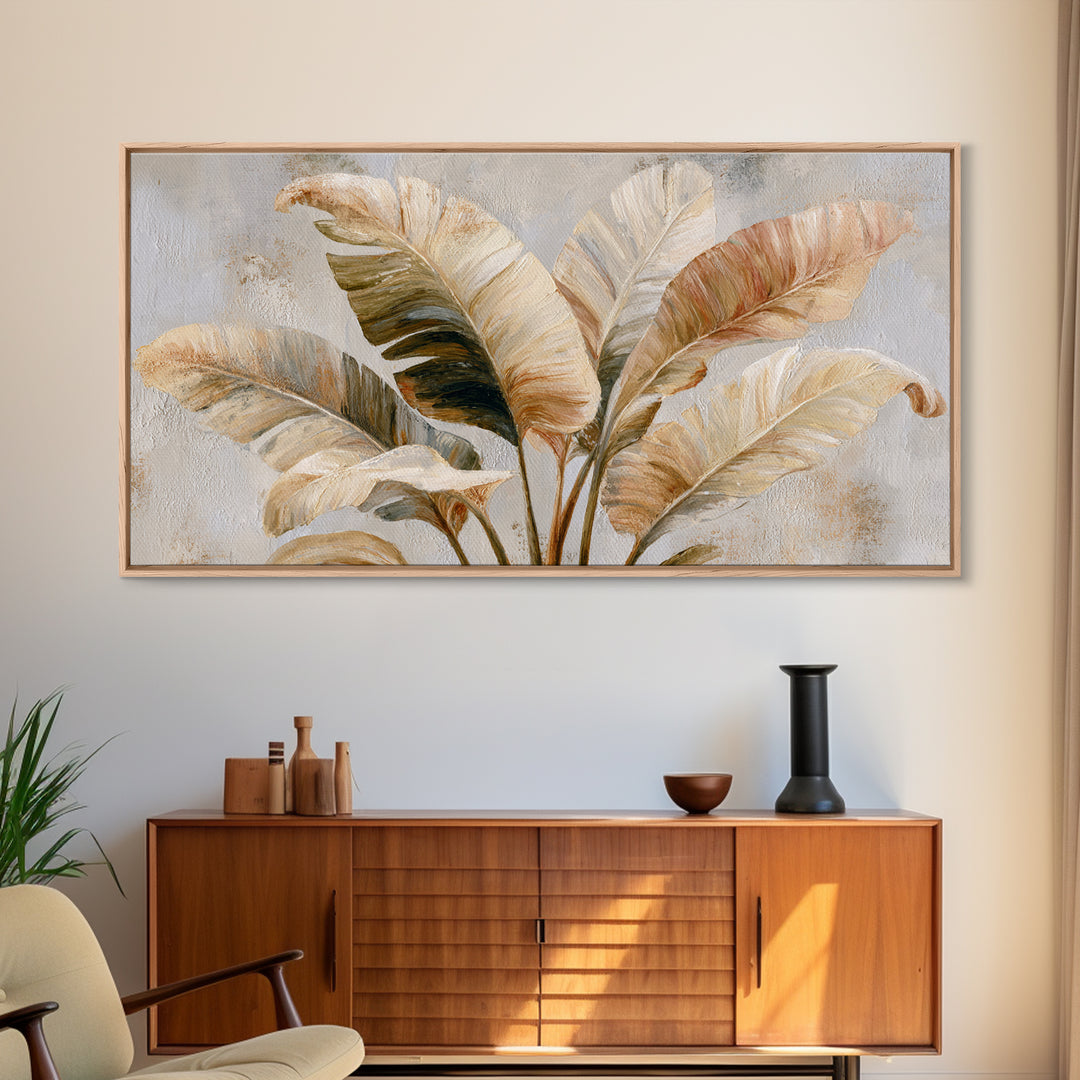 Banana Leaves with Rain Drop Details Framed Canvas Print, Patio Art, Art Print, Patio Decor, Fine Art, Outdoor, Garden Decor, PAT-2x1-12