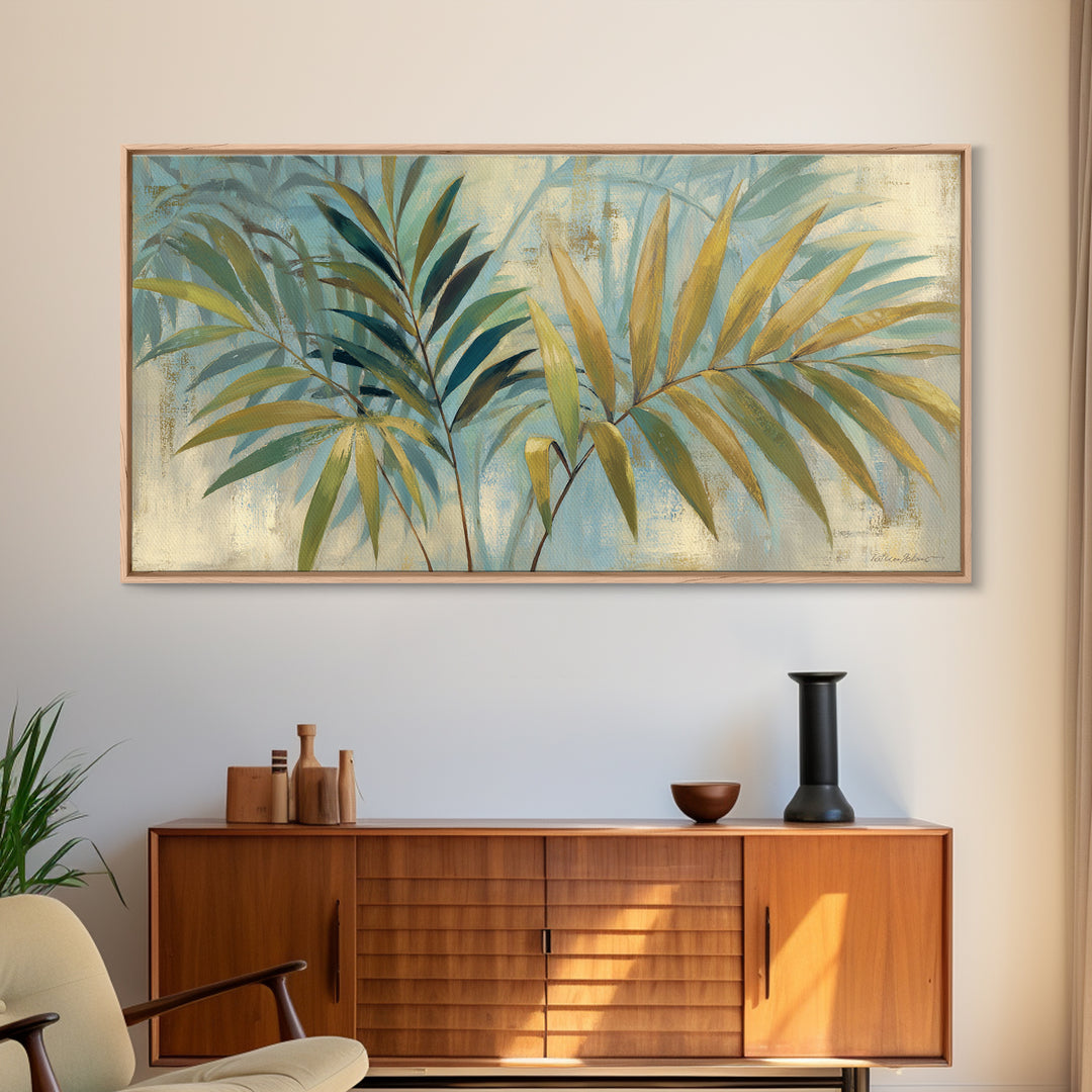 Tropical Palm Fronds Canvas Print, Patio Art, Wall Art, Patio Decor, Oil Painting, Outdoor, Outdoor Wall Decor, Floral Wall Art, PAT-2x1-21