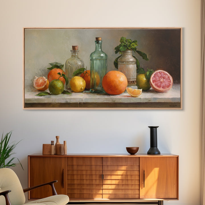 Outdoor Citrus Still Life Framed Canvas Print, Patio Art, Home Decor, Patio Decor, Fine Art, Outdoor, Floral Wall Art, PAT-2x1-25