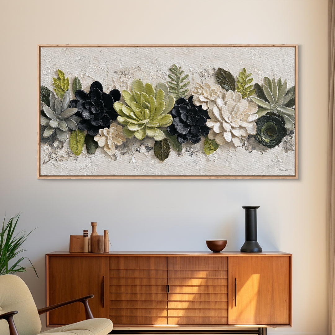 Succulent Collection in Ceramic Planters Canvas Print, Patio Art, Contemporary Art, Patio Decor, Fine Art, Outdoor, Metal Art, PAT-2x1-41