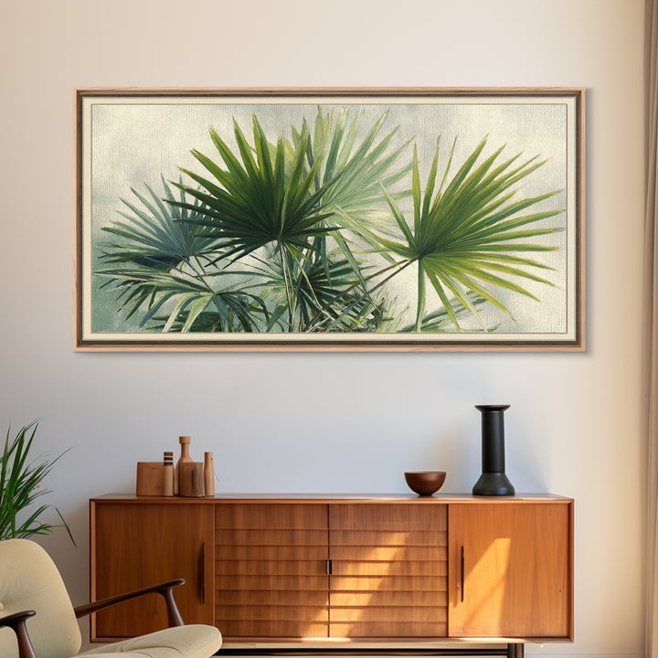 Tropical Palm Fronds Framed Canvas Print, Patio Art, Wall Hanging, Patio Decor, Fine Art, Outdoor, Beach Art, Beach House Decor, PAT-2x1-45