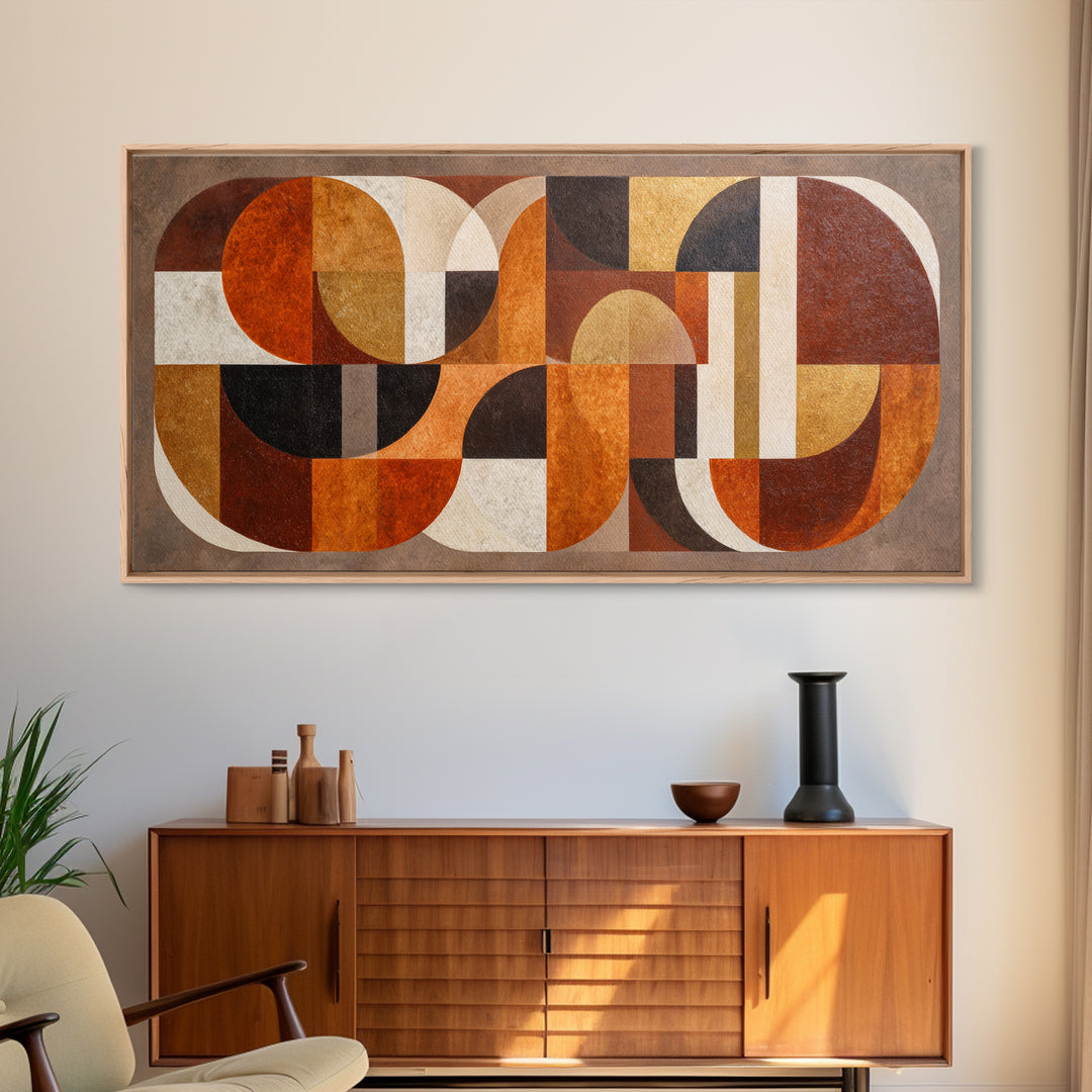Warm Geometric Tile Pattern Canvas Print, Patio Art, Garden Art, Patio Decor, Abstract Art, Outdoor, Beach House Decor, PAT-2x1-68