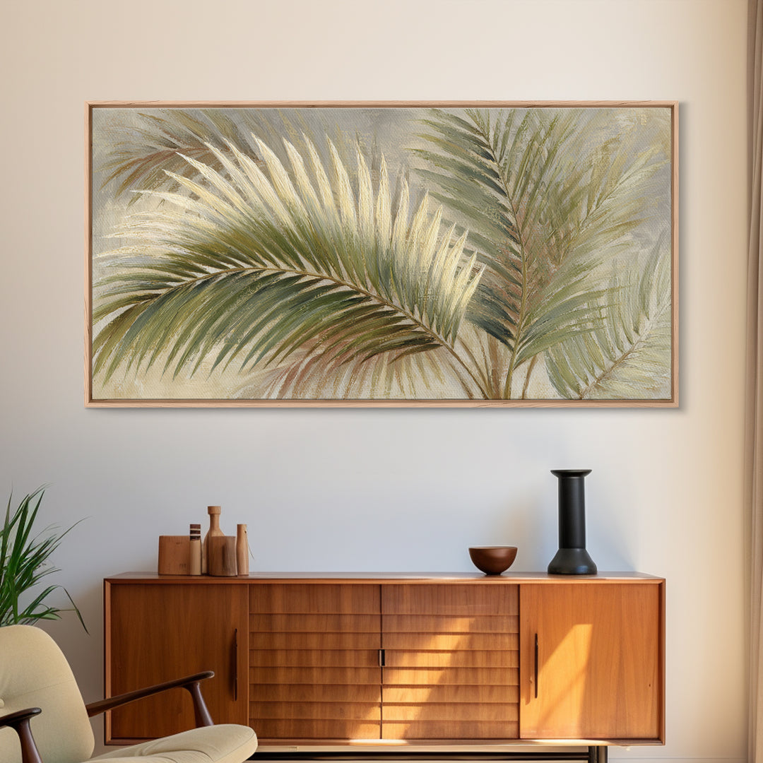 Tropical Palm Fronds Canvas Print, Patio Art, Metal Art, Patio Decor, Outdoor, Patio Cushions, Yard Decor, Mixed Media Art, PAT-2x1-69