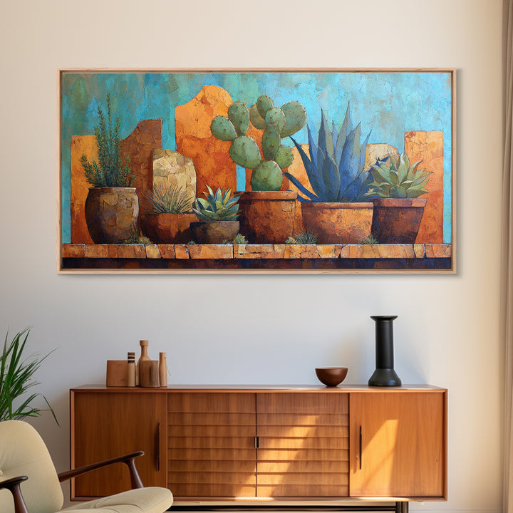 Cactus and Agave Framed Canvas Print, Patio Art, Outdoor Wall Art, Patio Decor, Fine Art, Outdoor, Porch Decor, Floral Art, PAT-2x1-72