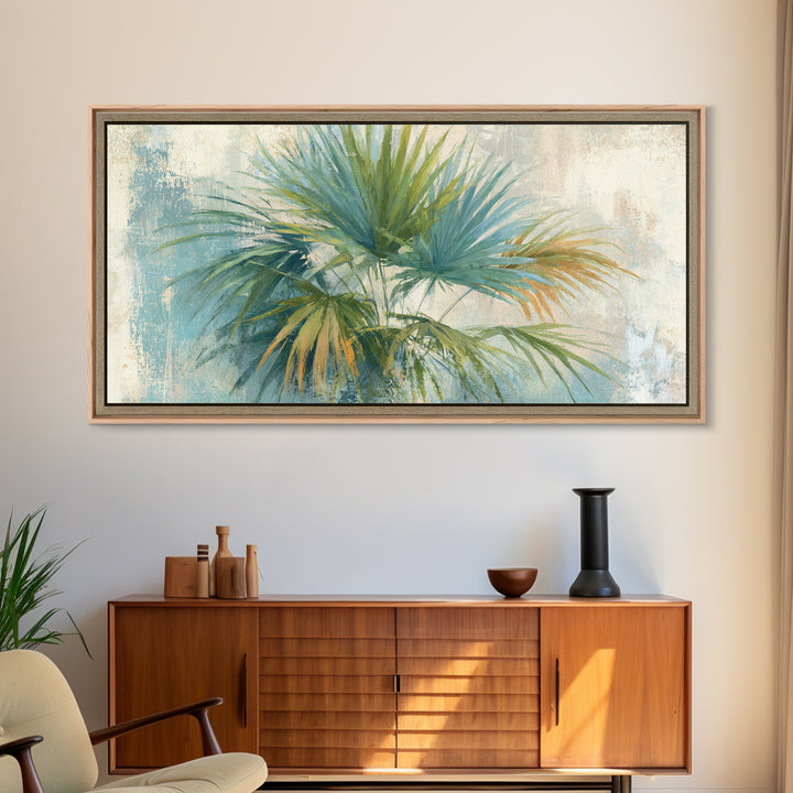Tropical Palm Fronds Canvas Print, Patio Art, Metal Art, Patio Decor, Outdoor, Patio Cushions, Yard Decor, Mixed Media Art, PAT-2x1-93