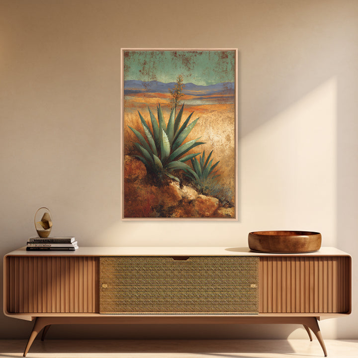 Desert Patio Agave and Bougainvillea Canvas Print, Patio Art, Wall Hanging, Patio Decor, Fine Art, Outdoor, Beach Art, PAT-2x3-49