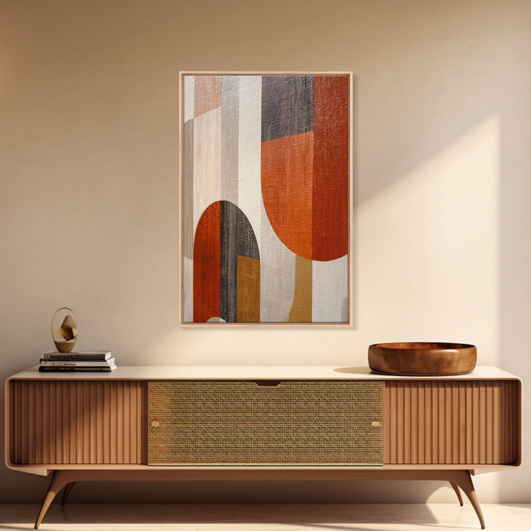 Warm Geometric Tile Pattern Framed Canvas Print, Patio Art, Neutral Decor, Patio Decor, Fine Art, Outdoor, Wall Art, Home Decor, PAT-2x3-56