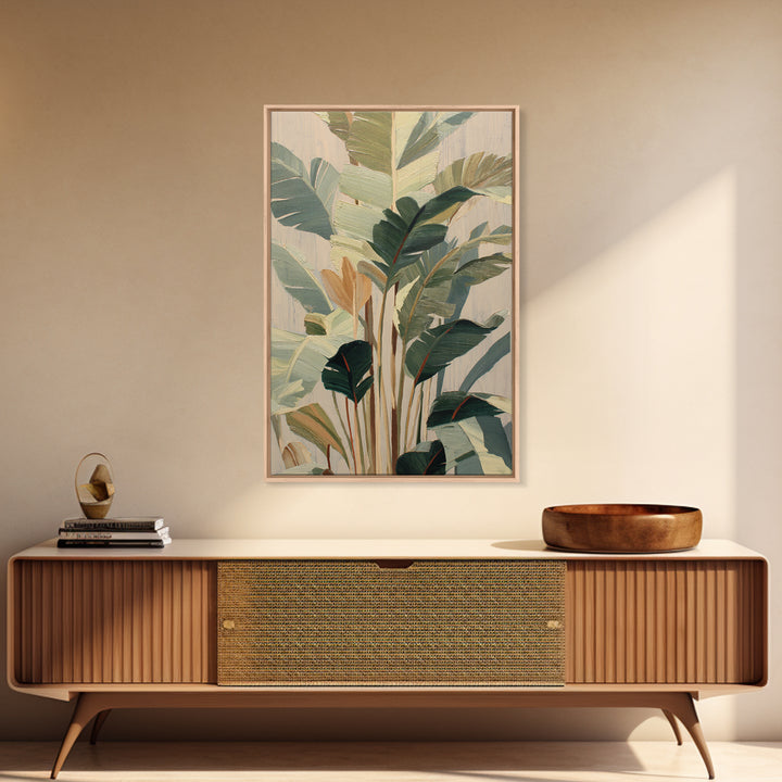 Tropical Palm Fronds Canvas Print, Patio Art, Floral Wall Art, Patio Decor, Oil Painting, Outdoor, Mixed Media Art, PAT-2x3-57