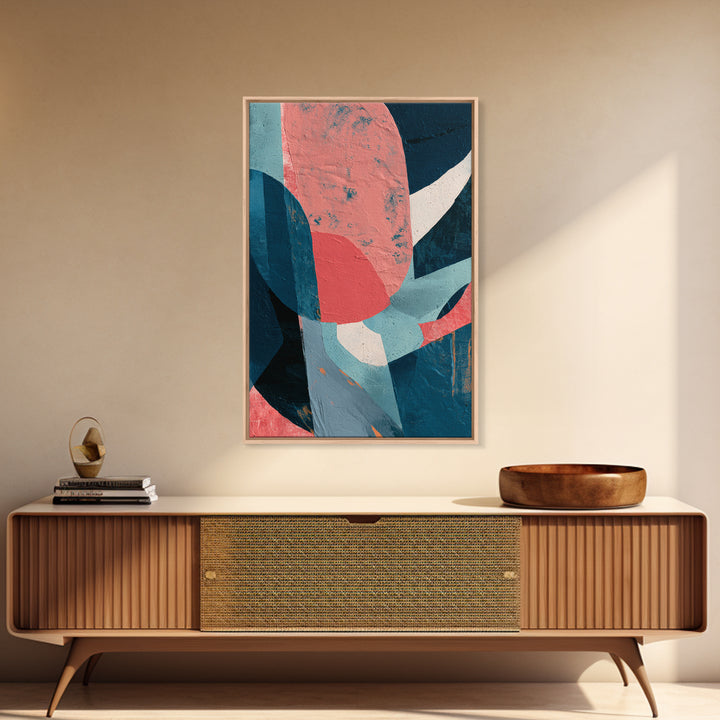 Bright Coral and Turquoise Abstract for Outdoors Framed Canvas Print, Patio Art, Gallery Decor, Patio Decor, Fine Art, Outdoor, PAT-2x3-92