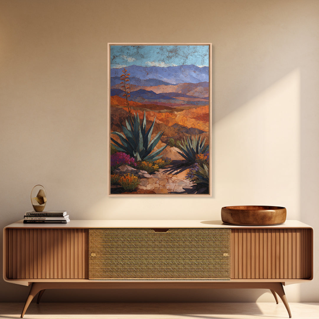 Desert Patio Agave and Bougainvillea Framed Canvas Print, Patio Art, Metal Art, Patio Decor, Fine Art, Outdoor, Patio Cushions, PAT-2x3-97