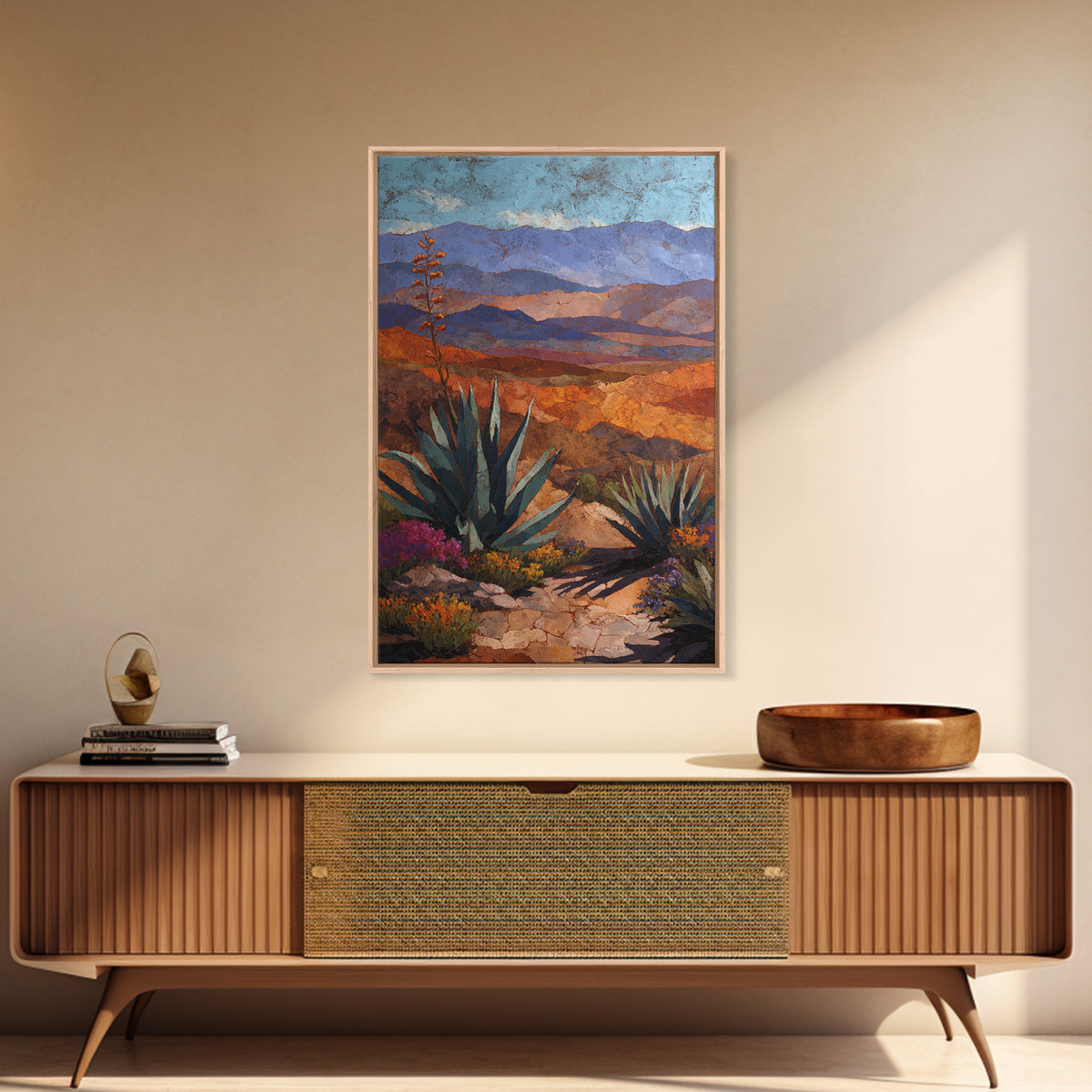 Desert Patio Agave and Bougainvillea Framed Canvas Print, Patio Art, Metal Art, Patio Decor, Fine Art, Outdoor, Patio Cushions, PAT-2x3-97