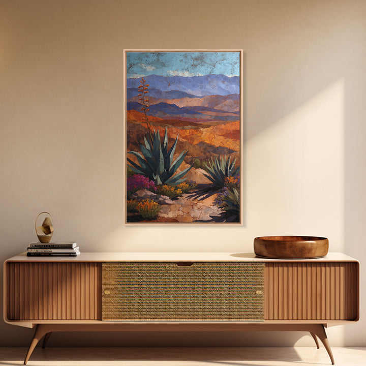Desert Patio Agave and Bougainvillea Framed Canvas Print, Patio Art, Metal Art, Patio Decor, Fine Art, Outdoor, Patio Cushions, PAT-2x3-97