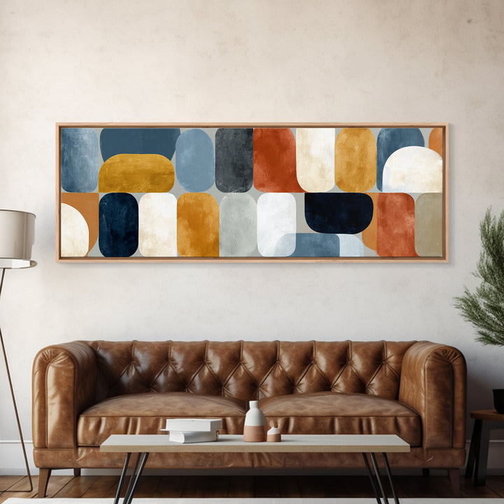 Warm Geometric Tile Pattern Canvas Print, Patio Art, Beach Art, Patio Decor, Abstract Art, Outdoor, Neutral Decor, Modern Decor, PAT-3x1-16