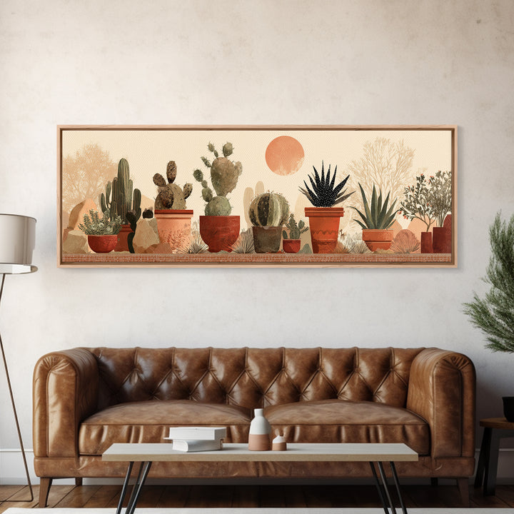 Cactus and Agave Canvas Print, Patio Art, Mixed Media Art, Patio Decor, Fine Art, Outdoor, Art Print, Room Decor, PAT-3x1-20