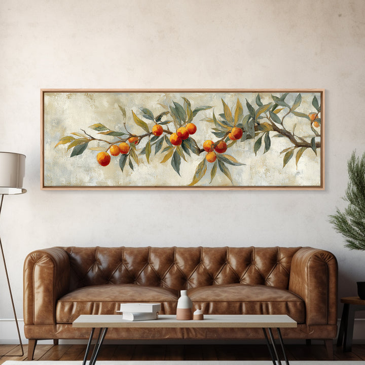 Orange Tree Branch Canvas Print, Patio Art, Garden Art, Patio Decor, Oil Painting, Outdoor, Beach House Decor, Porch Decor, PAT-3x1-38