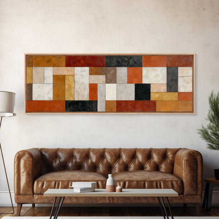 Warm Geometric Tile Pattern Canvas Print, Patio Art, Gallery Decor, Patio Decor, Fine Art, Outdoor, Contemporary Art, PAT-3x1-40