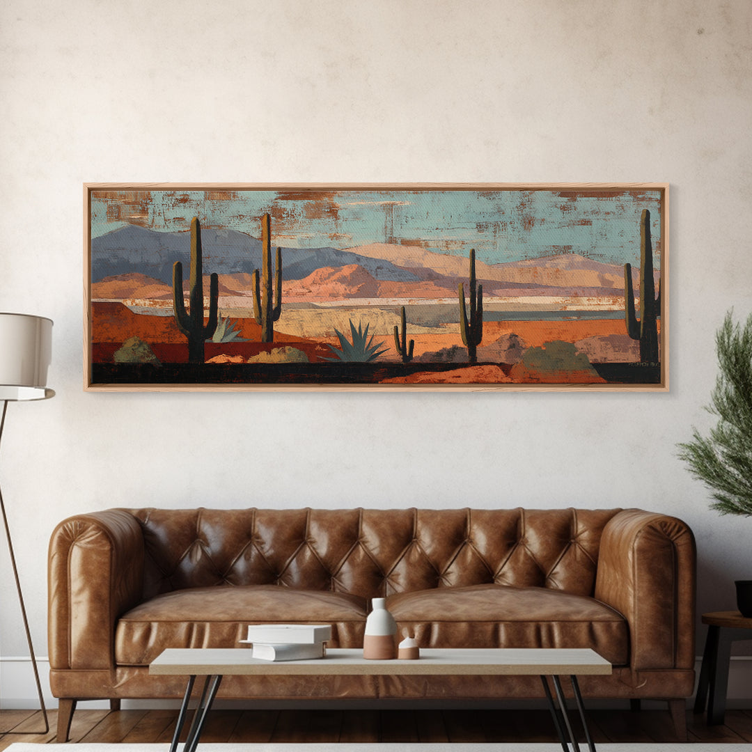 Cactus and Agave Framed Canvas Print, Patio Art, Neutral Decor, Patio Decor, Fine Art, Outdoor, Wall Art, Home Decor, PAT-3x1-44