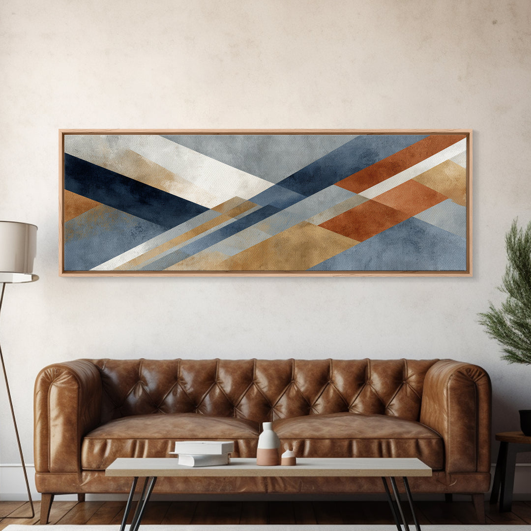Warm Geometric Tile Pattern Canvas Print, Patio Art, Minimalist Decor, Patio Decor, Abstract Art, Outdoor, Yard Art, Metal Art, PAT-3x1-88