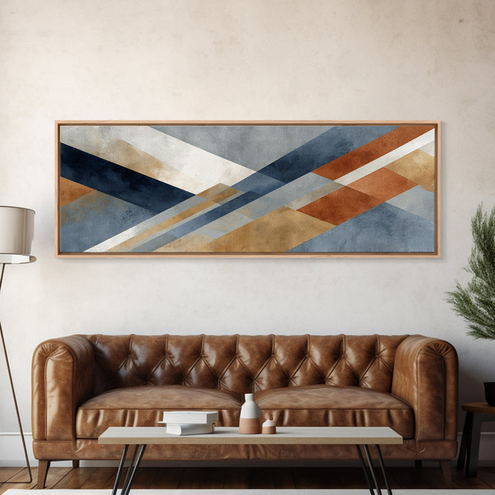 Warm Geometric Tile Pattern Canvas Print, Patio Art, Minimalist Decor, Patio Decor, Abstract Art, Outdoor, Yard Art, Metal Art, PAT-3x1-88