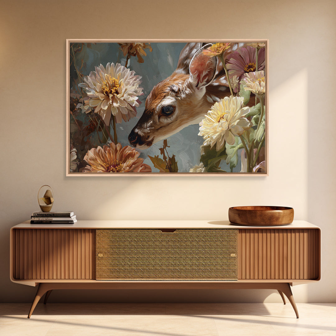 Butterfly Garden with Zinnias and Daisies Framed Canvas Print, Patio Art, Floral Art, Patio Decor, Fine Art, Outdoor, PAT-3x2-41
