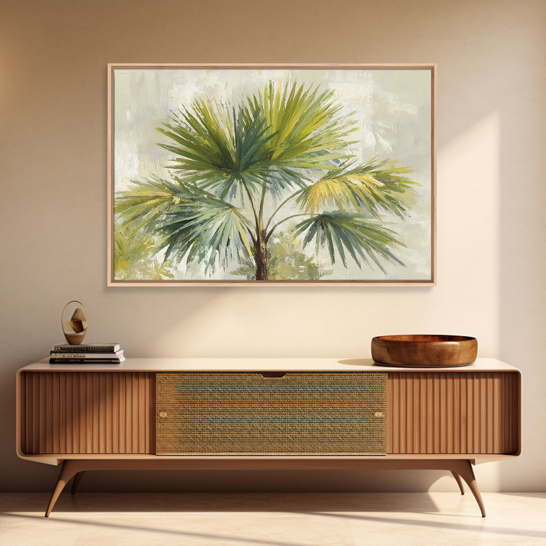 Tropical Palm Fronds Framed Canvas Print, Patio Art, Beach Art, Patio Decor, Fine Art, Outdoor, Neutral Decor, Modern Decor, PAT-3x2-5
