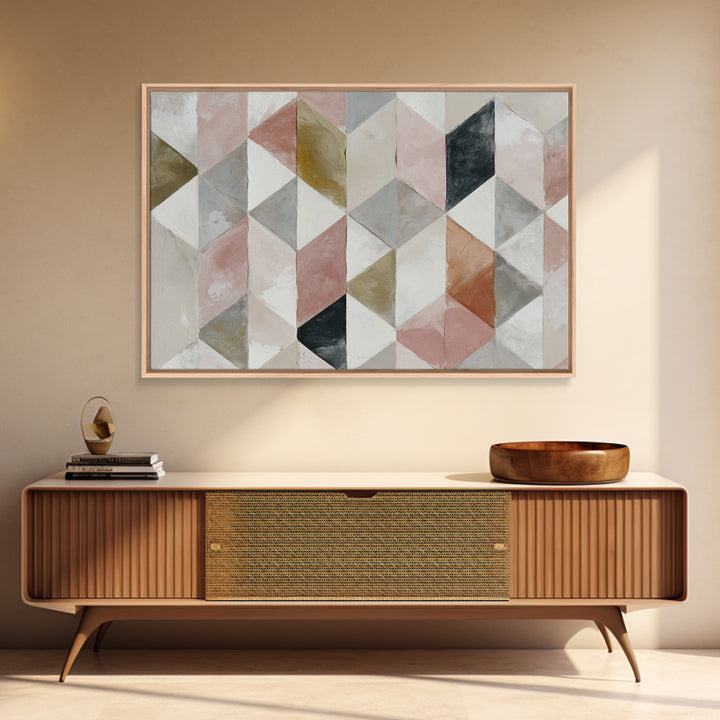 Warm Geometric Tile Pattern Canvas Print, Patio Art, Bar Art, Patio Decor, Fine Art, Outdoor, Outdoor Art, Gallery Decor, PAT-3x2-52