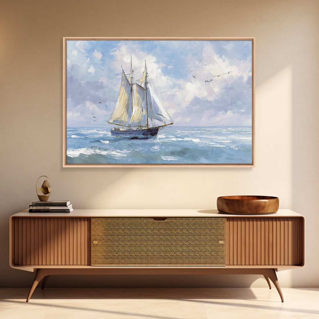 Sailboat on a Breezy Summer Horizon Canvas Print, Patio Art, Textured Painting, Patio Decor, Outdoor, Outdoor Wall Art, PAT-3x2-67