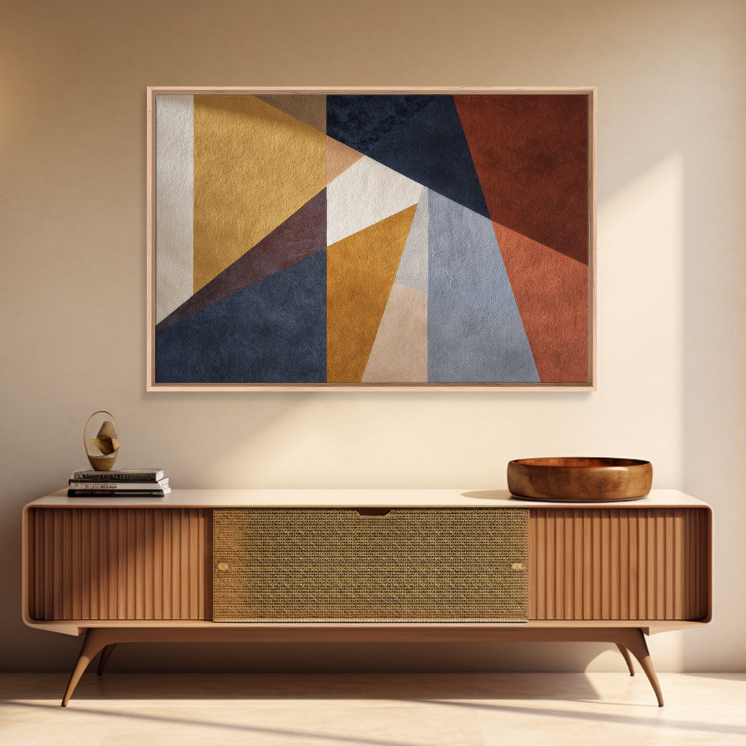 Warm Geometric Tile Pattern Canvas Print, Patio Art, Rustic Decor, Patio Decor, Abstract Art, Outdoor, Textured Painting, PAT-3x2-76