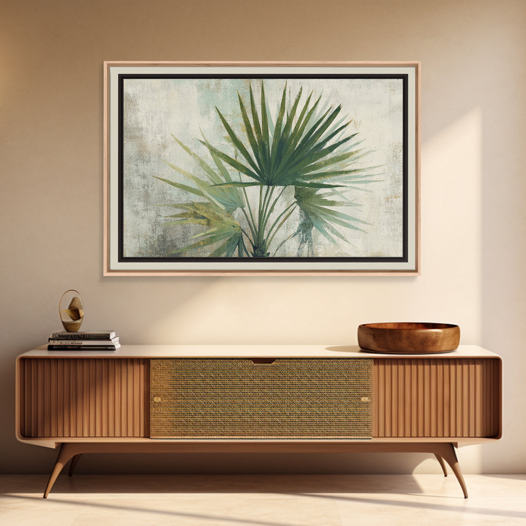 Tropical Palm Fronds Framed Canvas Print, Patio Art, Gallery Decor, Patio Decor, Fine Art, Outdoor, Contemporary Art, PAT-3x2-77