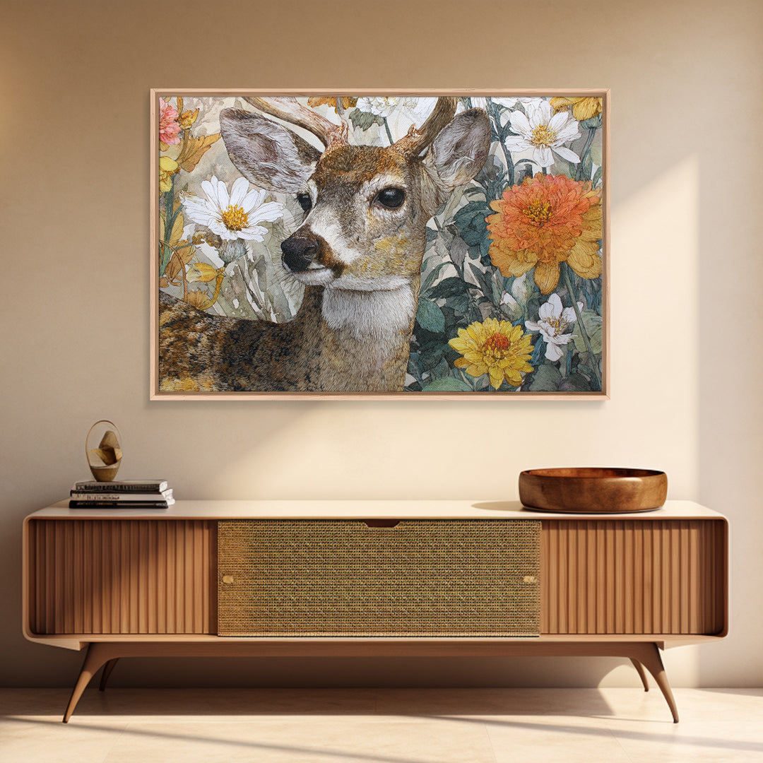 Butterfly Garden with Zinnias and Daisies Canvas Print, Patio Art, Rustic Decor, Patio Decor, Fine Art, Outdoor, PAT-3x2-89