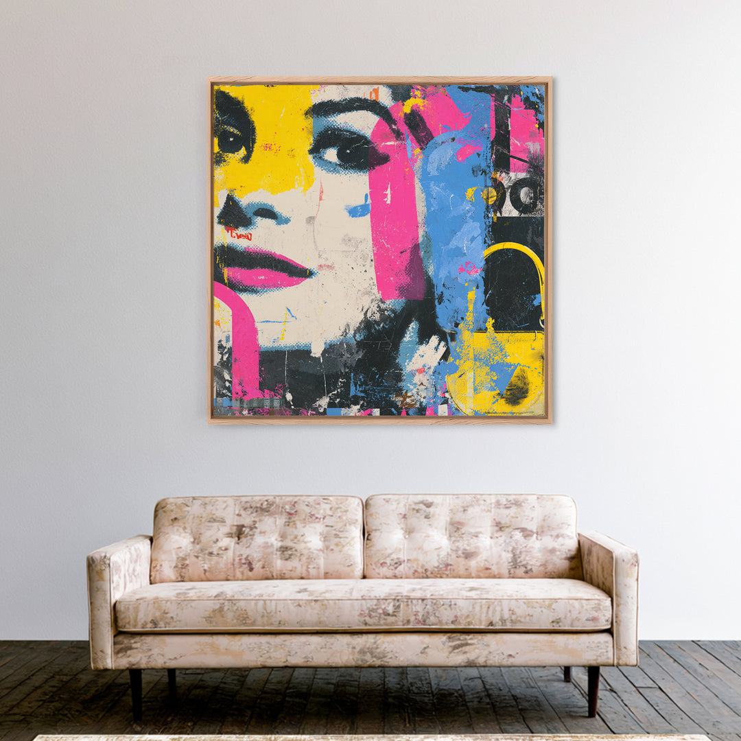 Shopping Bag Fashion Graphic Without Brands Framed Canvas Print, Pop Art, Wall Decor, Living Room Decor, Fine Art, Pop, POP-1x1-96
