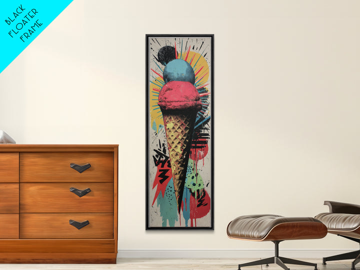 Ice Cream Cone Canvas Print, Pop Art, Art Print, Living Room Decor, Oil Painting, Pop, Custom Portrait, Pet Portrait, POP-1x3-90