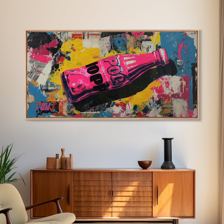 Retro Soda Bottle Canvas Print, Pop Art, Gothic Decor, Living Room Decor, Abstract Art, Pop, Dark Art, Original Artwork, POP-2x1-47